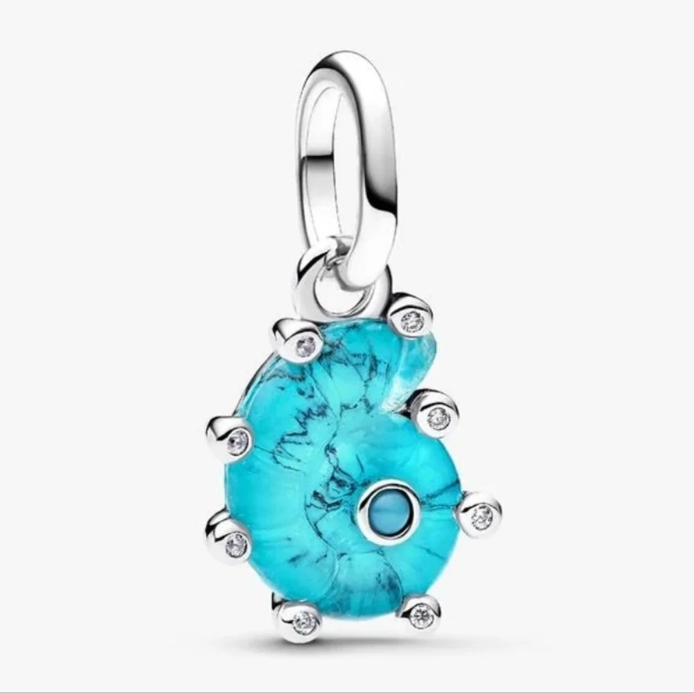 Pandora Blue Murano Glass Sea Snail Dangle Charm